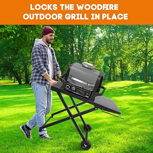Miniatura 3 de KEESHA Soporte de parrilla plegable para parrilla Ninja Woodfire al aire libre serie OG700, carrito plegable para parrilla Ninja XSKGRDPLT Woodfire
