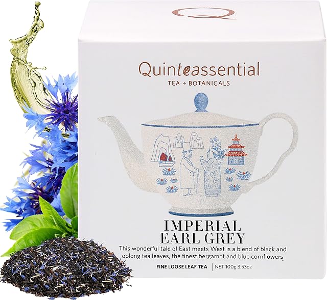 Earl Grey Loose Leaf Tea - Black & Oolong Tea Leaves with Caffeine, Citrus Bergamot, & Orchid - Natural Energy Boost for Mind & Body Wellness - Relaxing Self Care Gifts for Women - Quinteassential