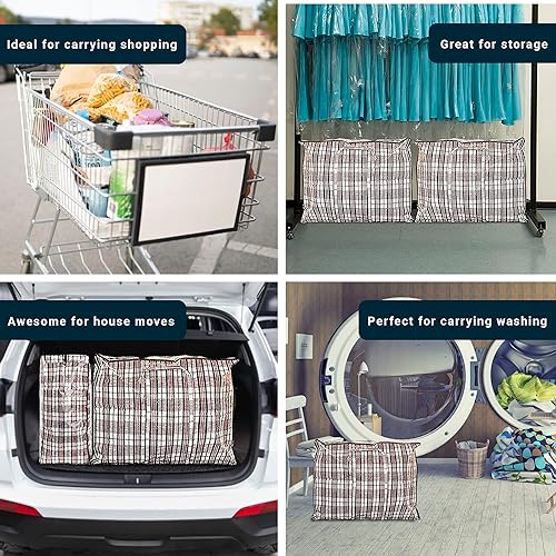 Miniatura 7 de Bolsas de lavandería grandes con cremalleras (paquete de 5) bolsas de almacenamiento ideales para mudanzas, compras y lavandería, bolsas grandes