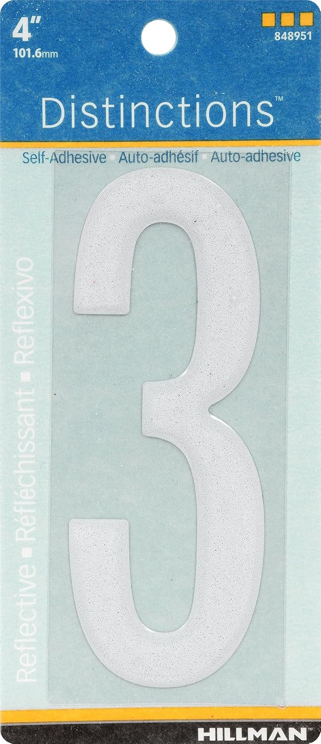 Hillman 848951 Distinctions Stick-On Reflective Number, 3