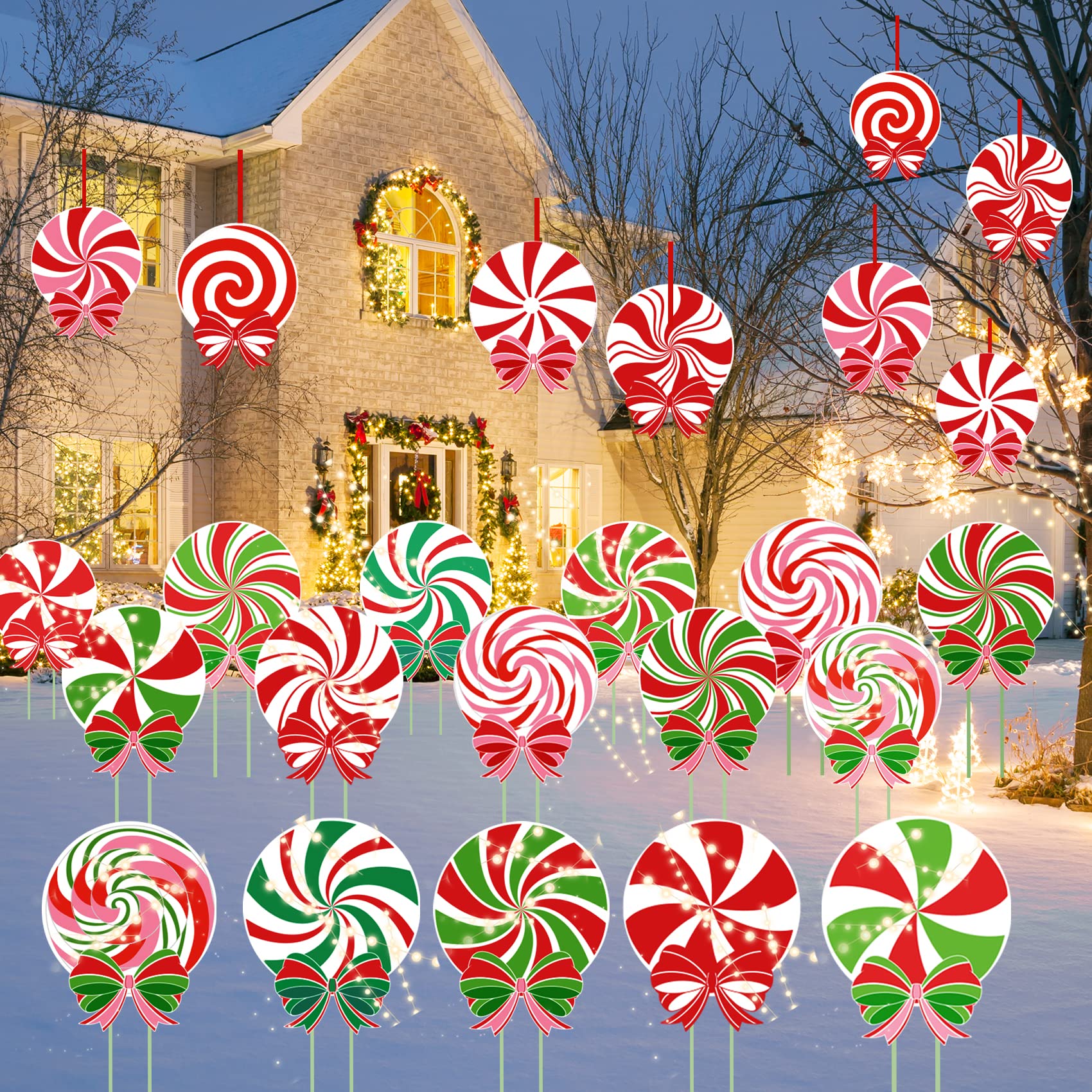 Décoration de jardin de Noël 24 panneaux pour pelouse et cour festive