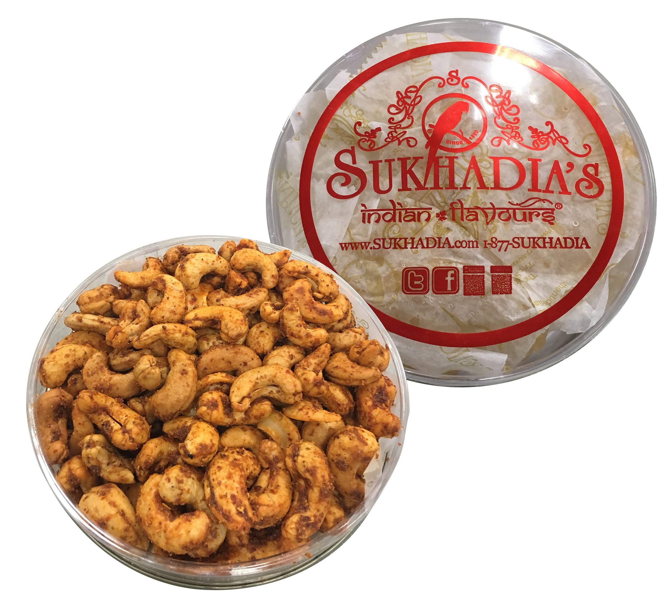 Sukhadia Snacks - Premium Red Pepper Cashews - 8oz box - Indian Mithai Gift - Freshly Made in USA