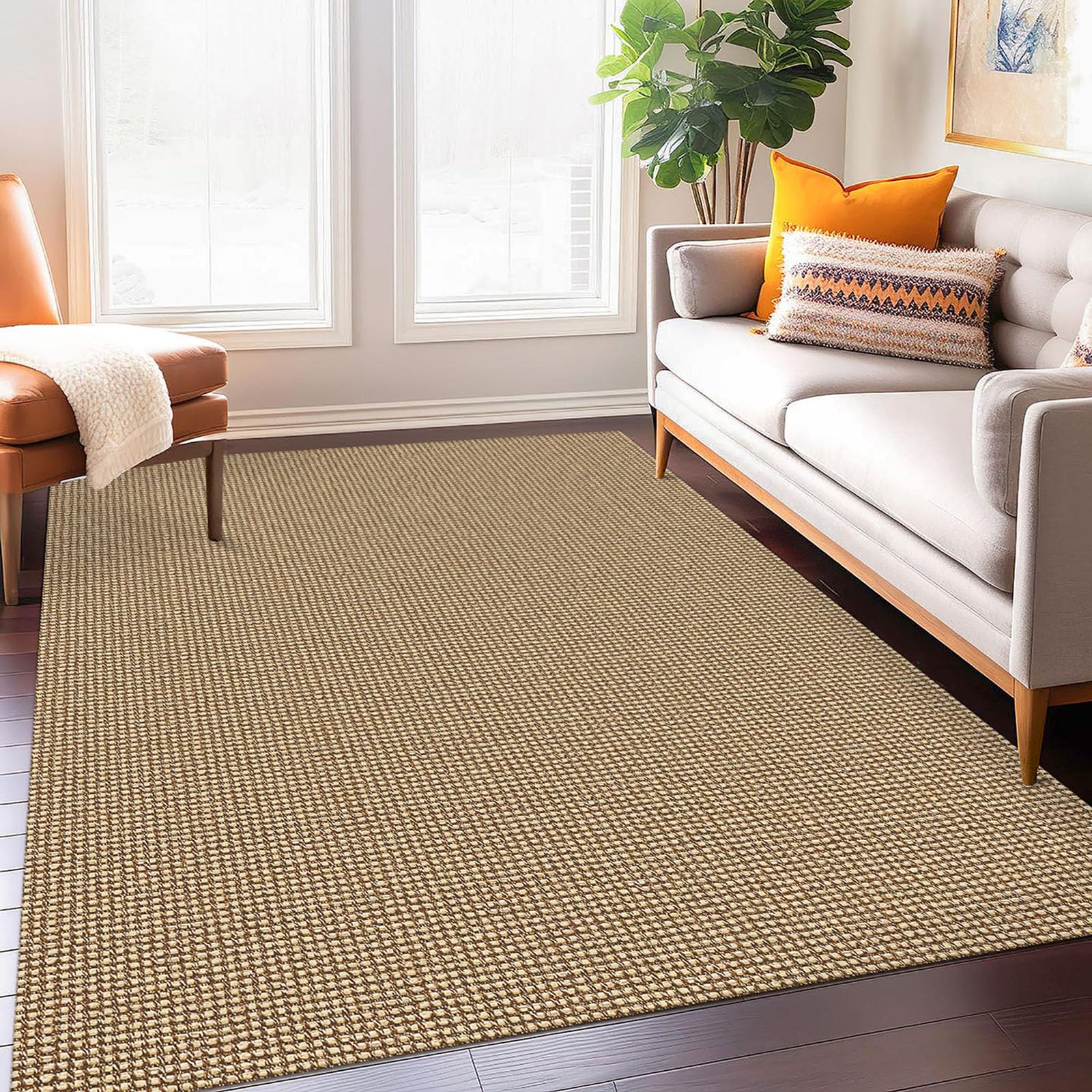 IOHOUZE Washable Area Rug Non Slip Rugs for Living Room, Farmhouse Dining Room Rugs Bedroom Rug, Natural Boho Rugs Low Pile Floor Carpet for Living Room Bedroom Dining Room Nursery (Size unknown)