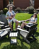 Vista 2 de Silla Adirondack plegable con textura de madera, sillas de patio resistente a la intemperie, silla de exterior, silla de césped con soporte