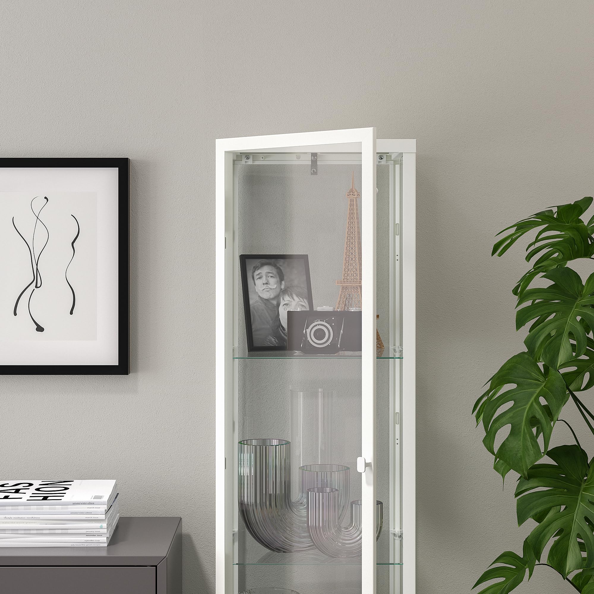 ProTuning BLÅLIDEN Armoire à portes vitrées, blanc, 35 x 32 x 151 cm