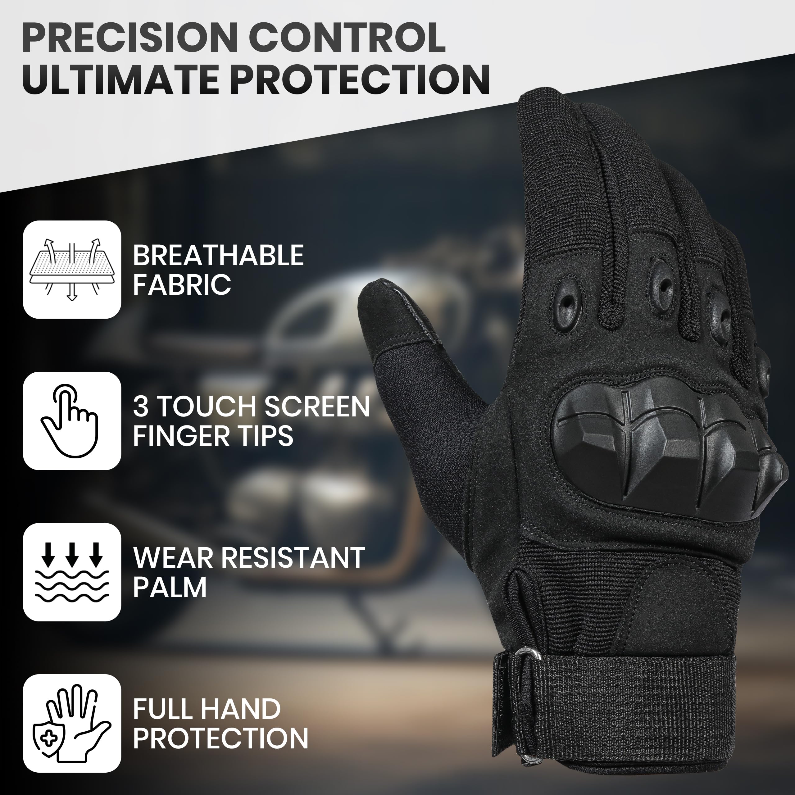 TOXFORD Tactical Gloves for Men Women (Black, Small)