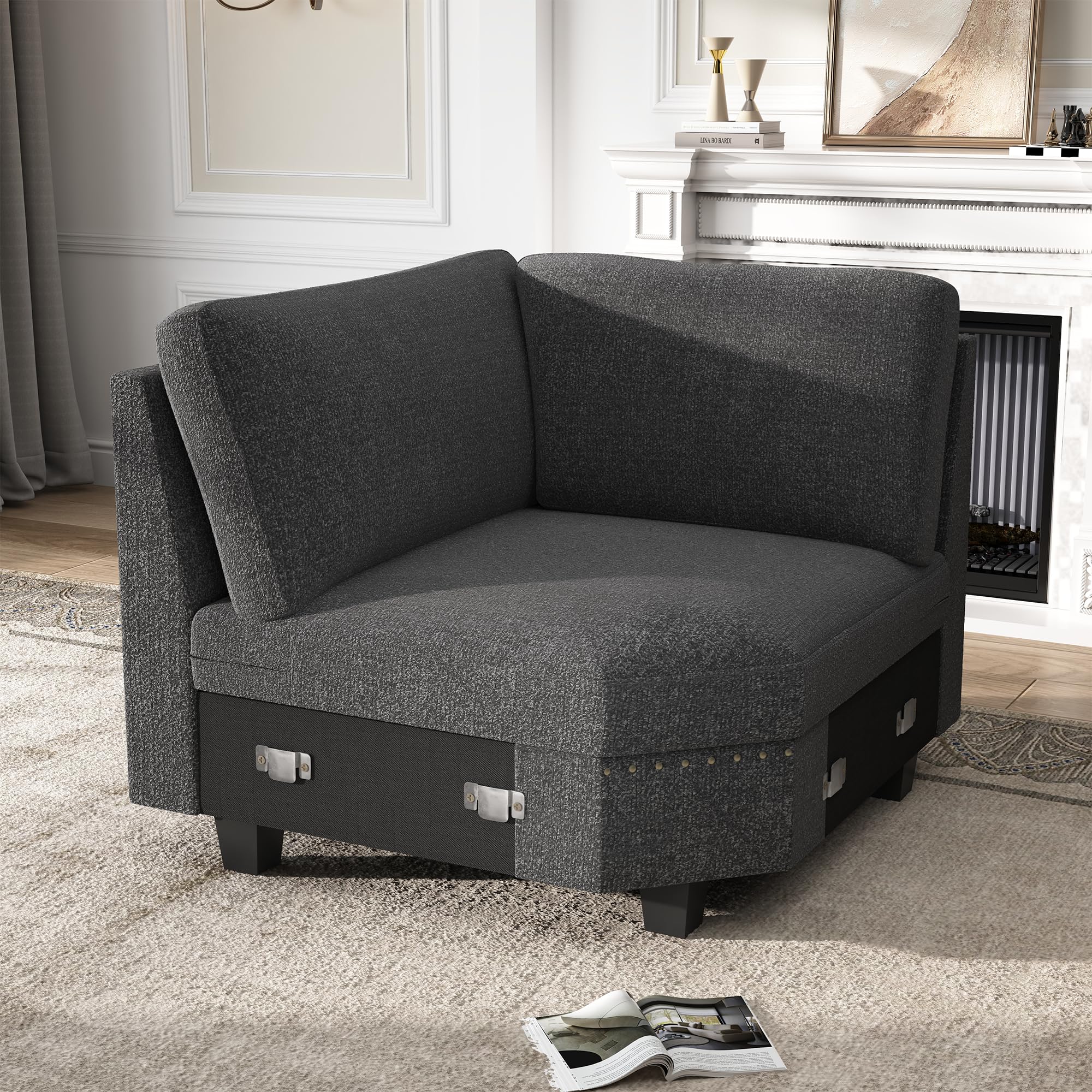Nolany Corner Sofa Module for Modular Sectional Sofa Couch,Dark blue