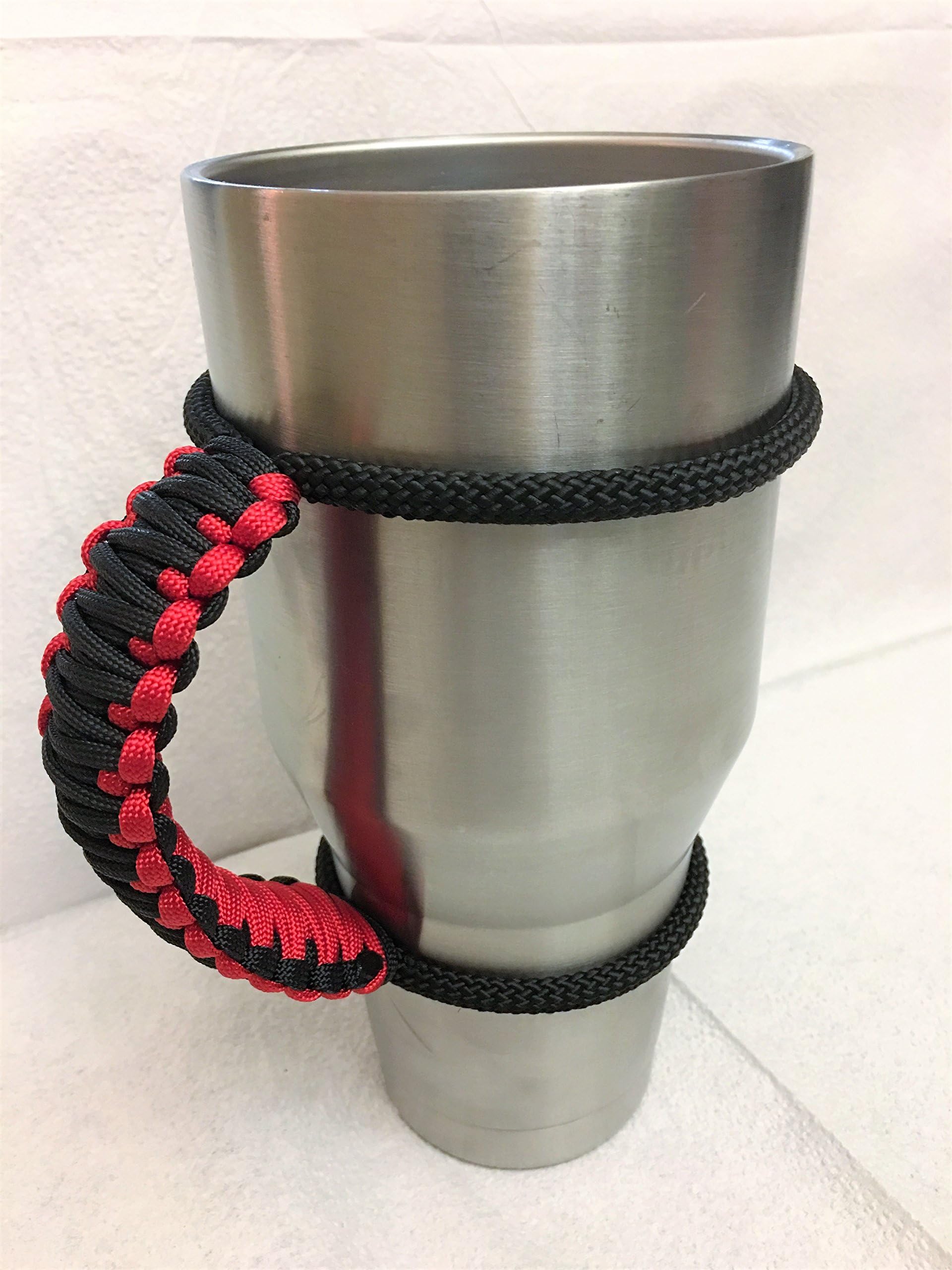 USA Handmade Paracord Ozark 40 Oz Tumbler Handle, Black/Red......" Do Not be Fooled by Cheap China knock offs of my Handles"