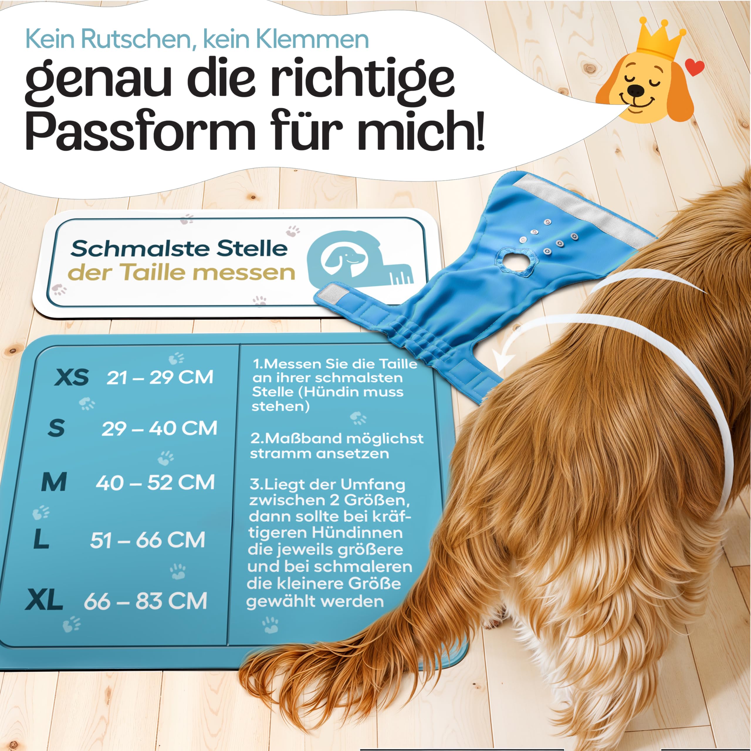 HUND IST KÖNIG® Pannolini per cani per femmine [3 pezzi] Pantaloni assorbenti per cagne, regolabili in 3 posizioni per una vestibilità fissa, pannolini ecologici per cani