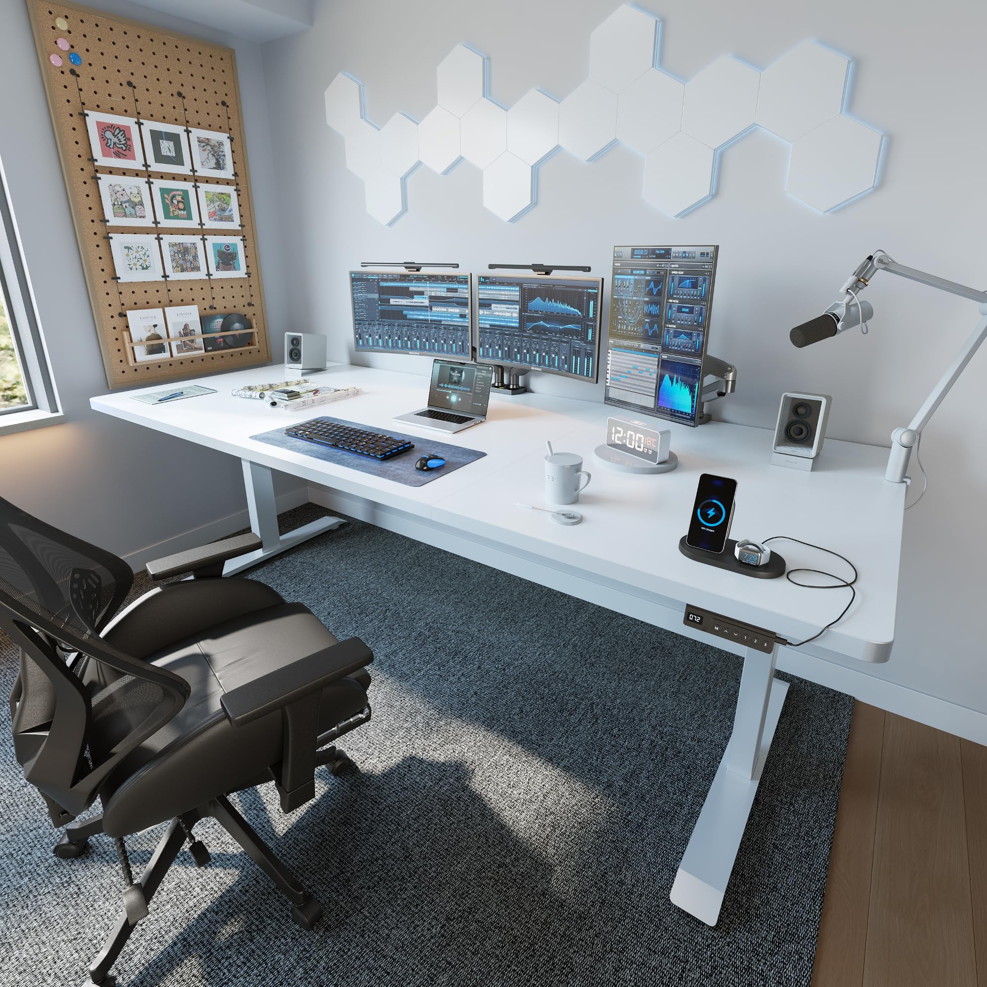 FEZIBO 71 x 37 Inch Electric Standing Desk with Integrated Dual-Beam Height Adjustable Computer Desk for Home Office — view 2