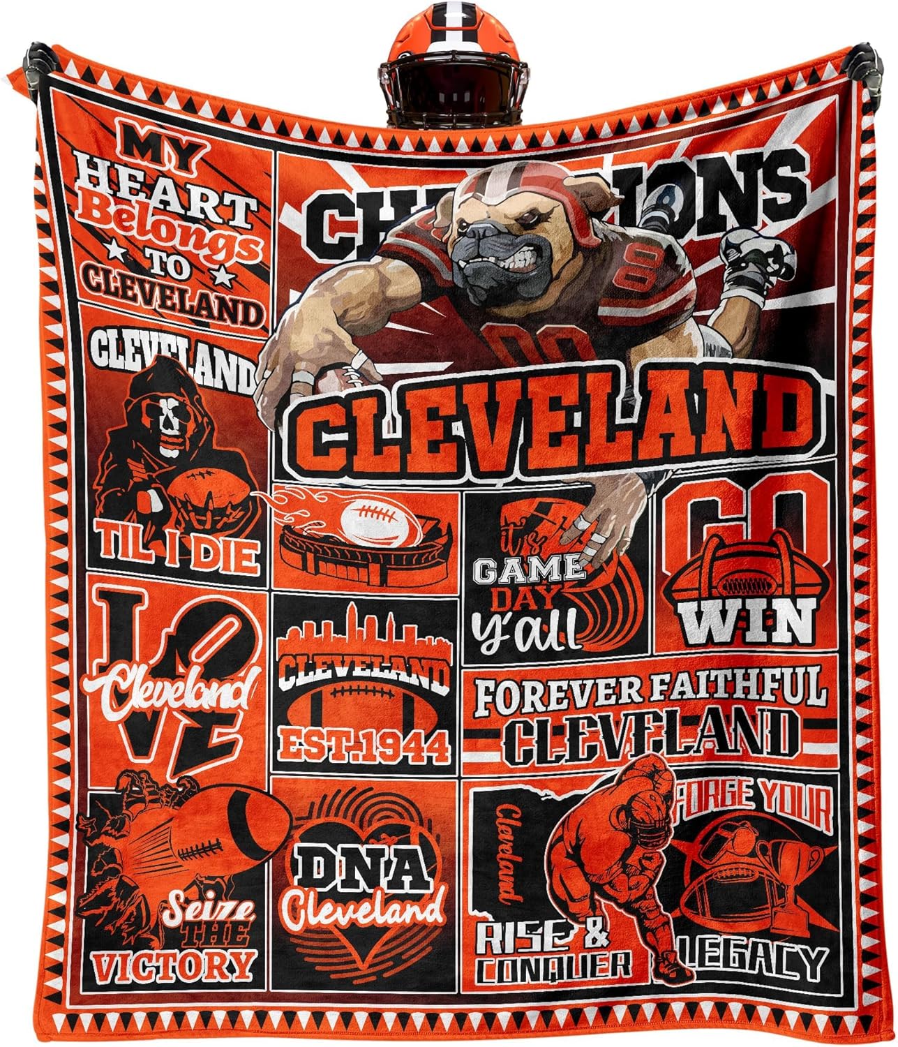 Football Stuff for Cleveland, Football Fans Gifts for Cleveland, Blankets and Throws 80"x60", All Season Bedding Comforter