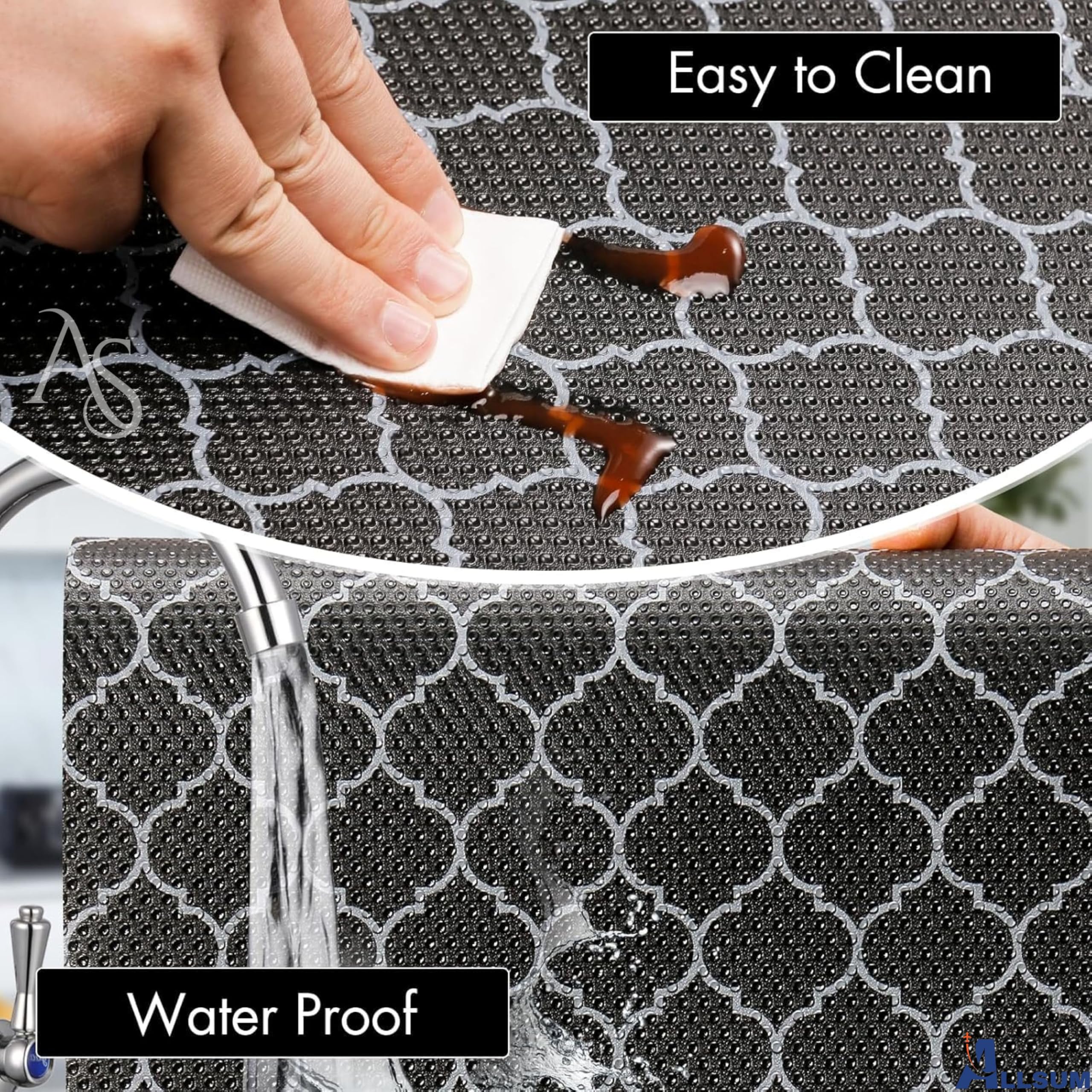 Anti-Slip Kitchen Mat, Shelf Mat Liner Sheet for Cabinet Drawer, Food Grade Multipurpose Washable Fridge Mat, Drawer Mat, Oil-Proof Shelf Paper for Kitchen Cabinets, Refrigerator, Desks (45x500cm) 4