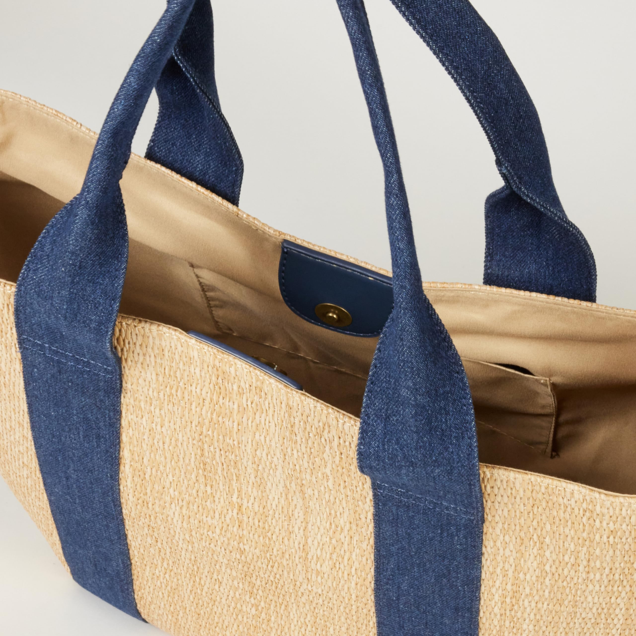 The Drop Tracy Large Canvas Detail Straw Tote Tote Bag Mujer (Pack de 1)