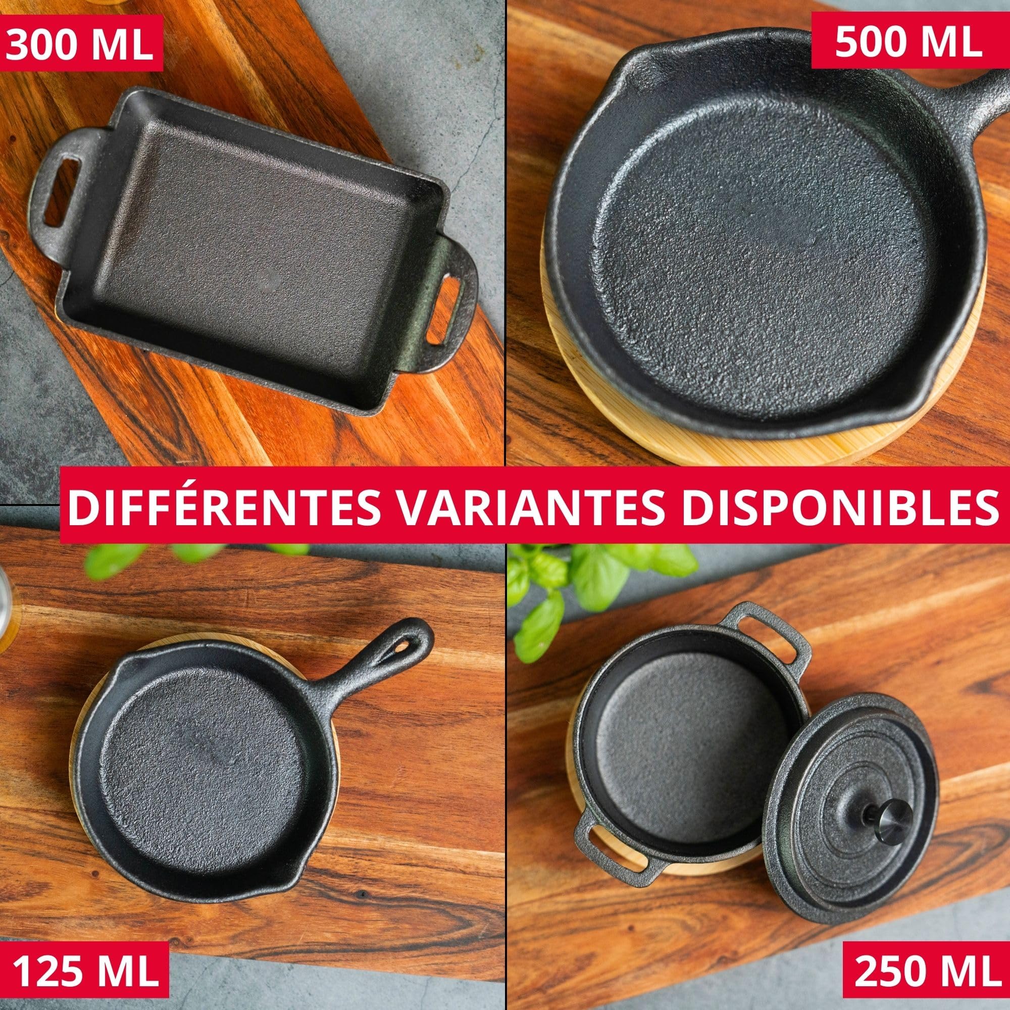 Westmark Tapas + Friends Petite casserole en fonte avec couvercle, convient à tous les types de feux, y compris l'induction et le barbecue, avec dessous de plat en bambou, fer, 250 ml