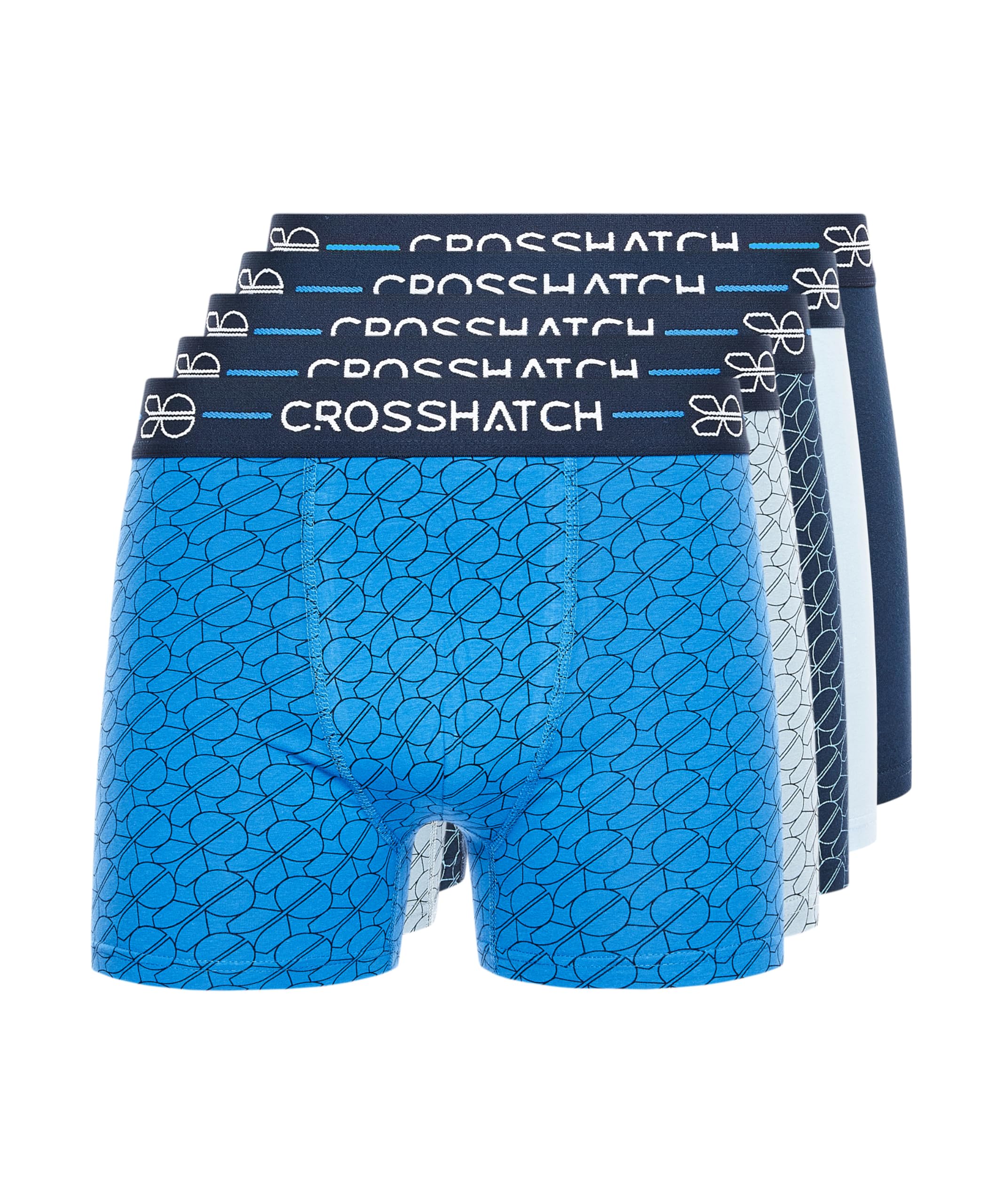 Crosshatch Men's Multicolour 5 Pack Boxers, Underwear Multipack, Cotton Trunks Briefs Xl