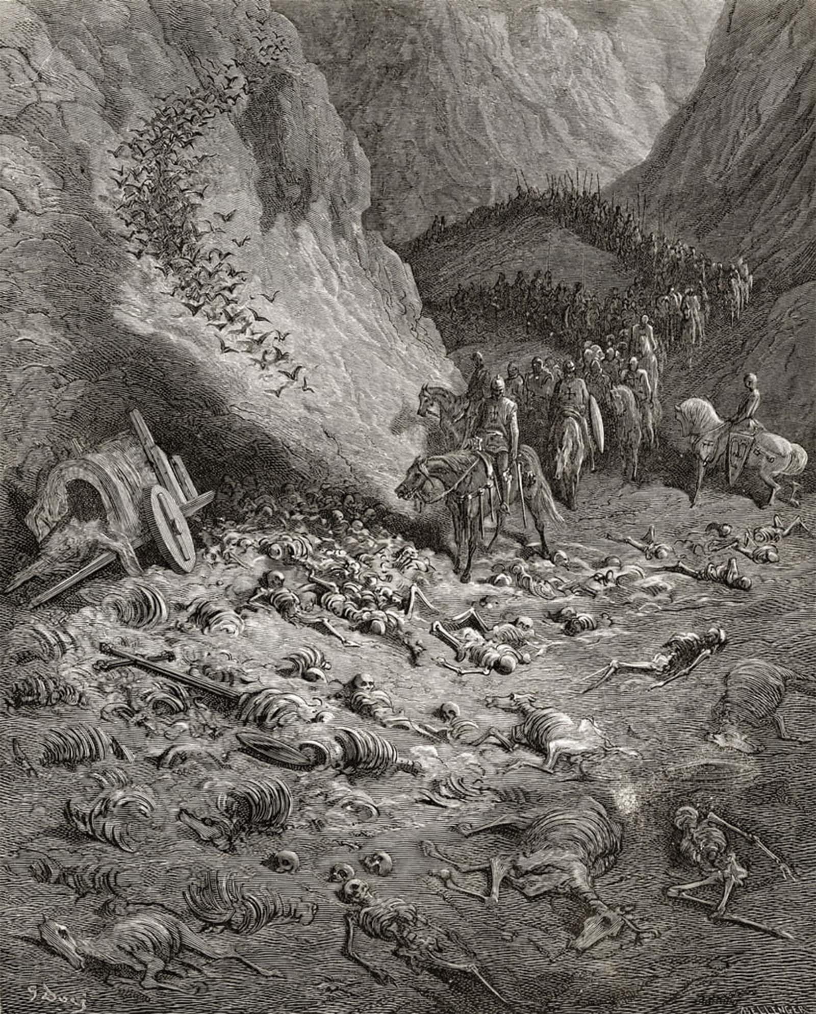 PSVDCTOO Famous Art Pictures Posters and Prints the Army of the Second Crusade Find the Remains of the Soldiers of the First Crusade Illustration by Gustave Dore for Room Decor 60x90cm