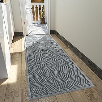Yimobra Front Entrance Door Mat, All-Season Heavy Duty Outdoor Indoor Entryway Floor Mat, Sturdy Natural Rubber, Non Slip, Resist Dirt, Water Absorption, Easy Clean, 72x24 Inch, Black GrayOEKO-TEX STANDARD 100