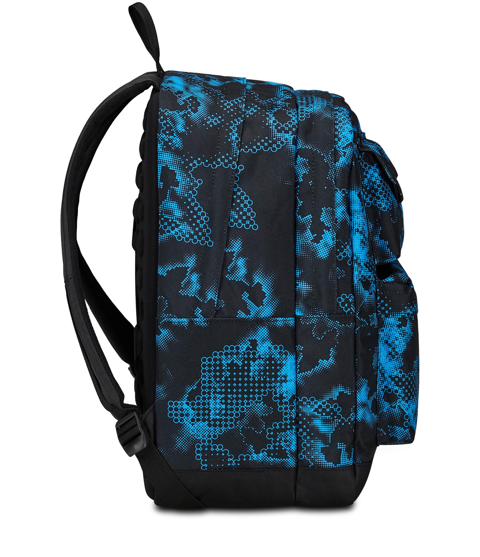 Seven Zaino Scuola Pro XXL Pockets The Double, Blu Nero, Zaino Doppio Scomparto Con Auricolari Earphones Wireless Led, Tasca Porta PC o Tablet e Tasca Porta Borraccia, Zaino Medie Superiori Ragazzo