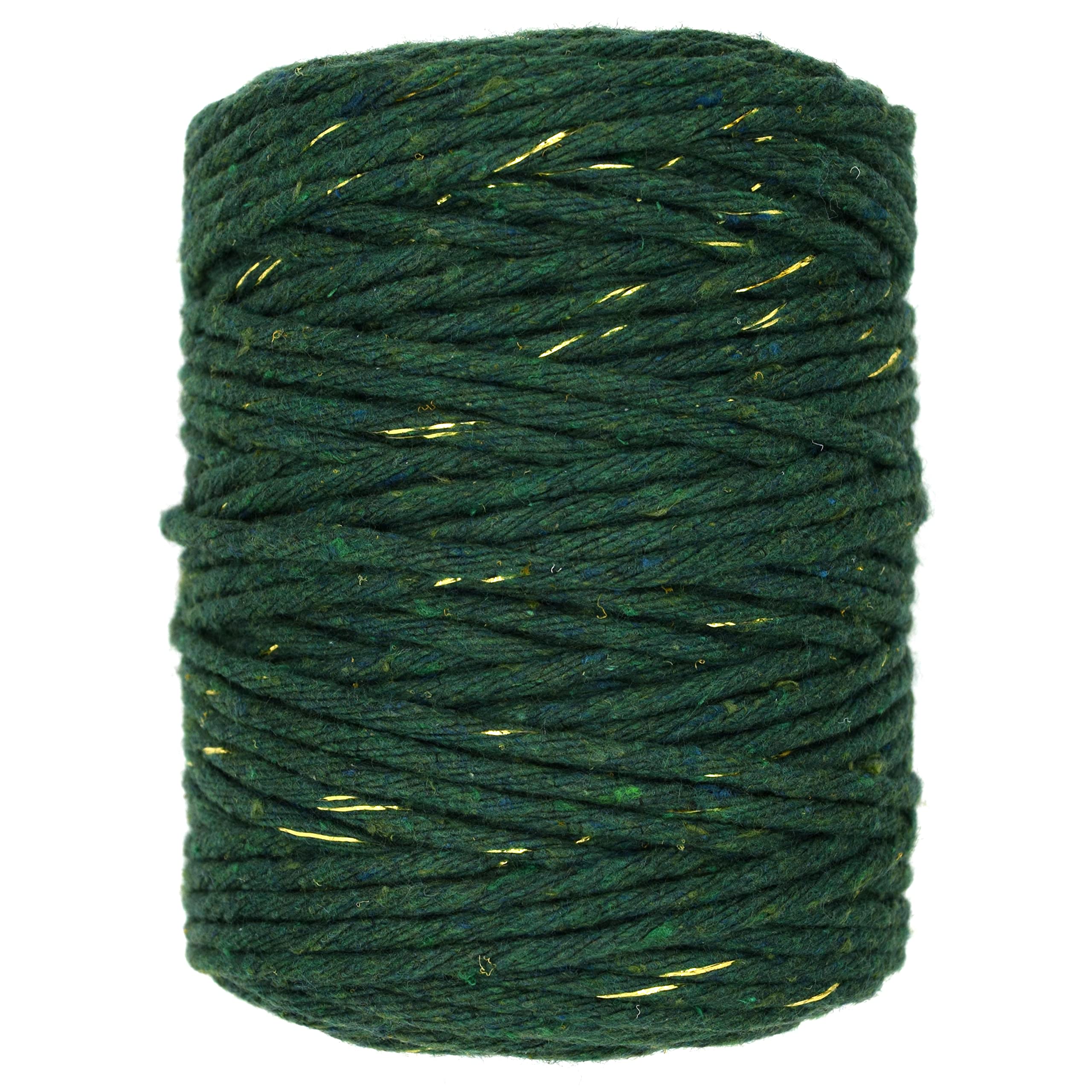 Soladirect Green With Gold Thread Macrame Cord Twine Natural Cotton String Craft Artisan Thread Twisted Macramé (, 5 Mm X 100 M / 328 Ft)