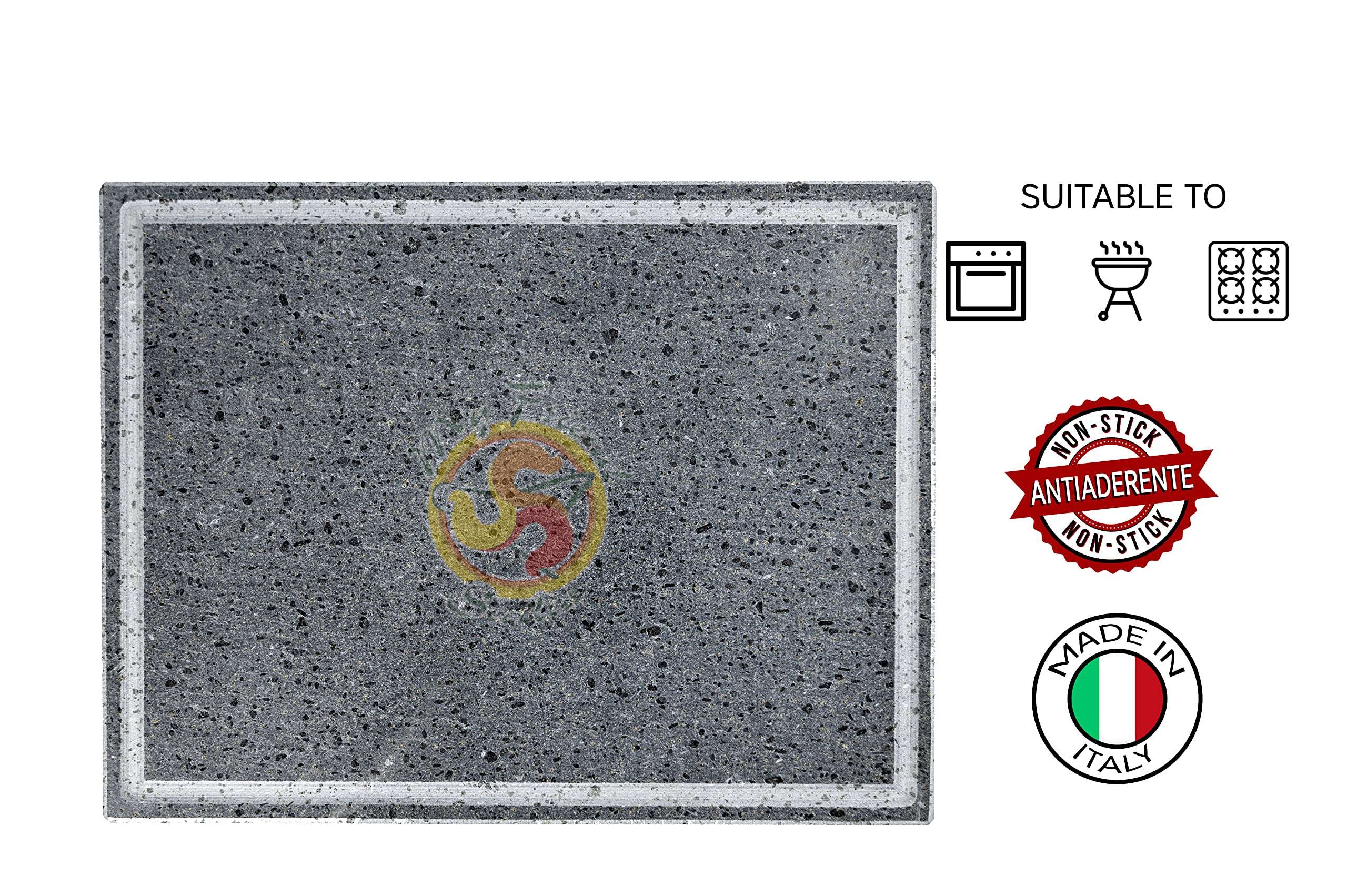 BISTECCHIERA PIETRA LAVICA ETNEA PIASTRA LEVIGATA PER BARBECUE 39x30x2 cm | IDEALE PER VERDURE CARNE E PESCE