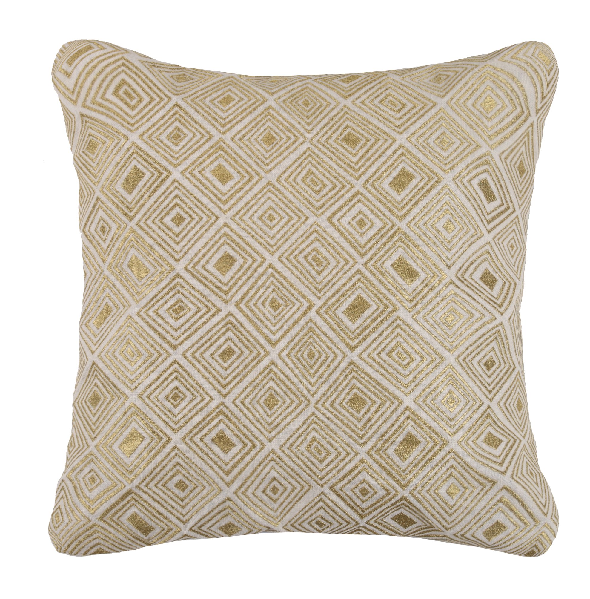 D.L Rhein Nomad Embroidered Linen pillow, 20x20 Inch , Gold