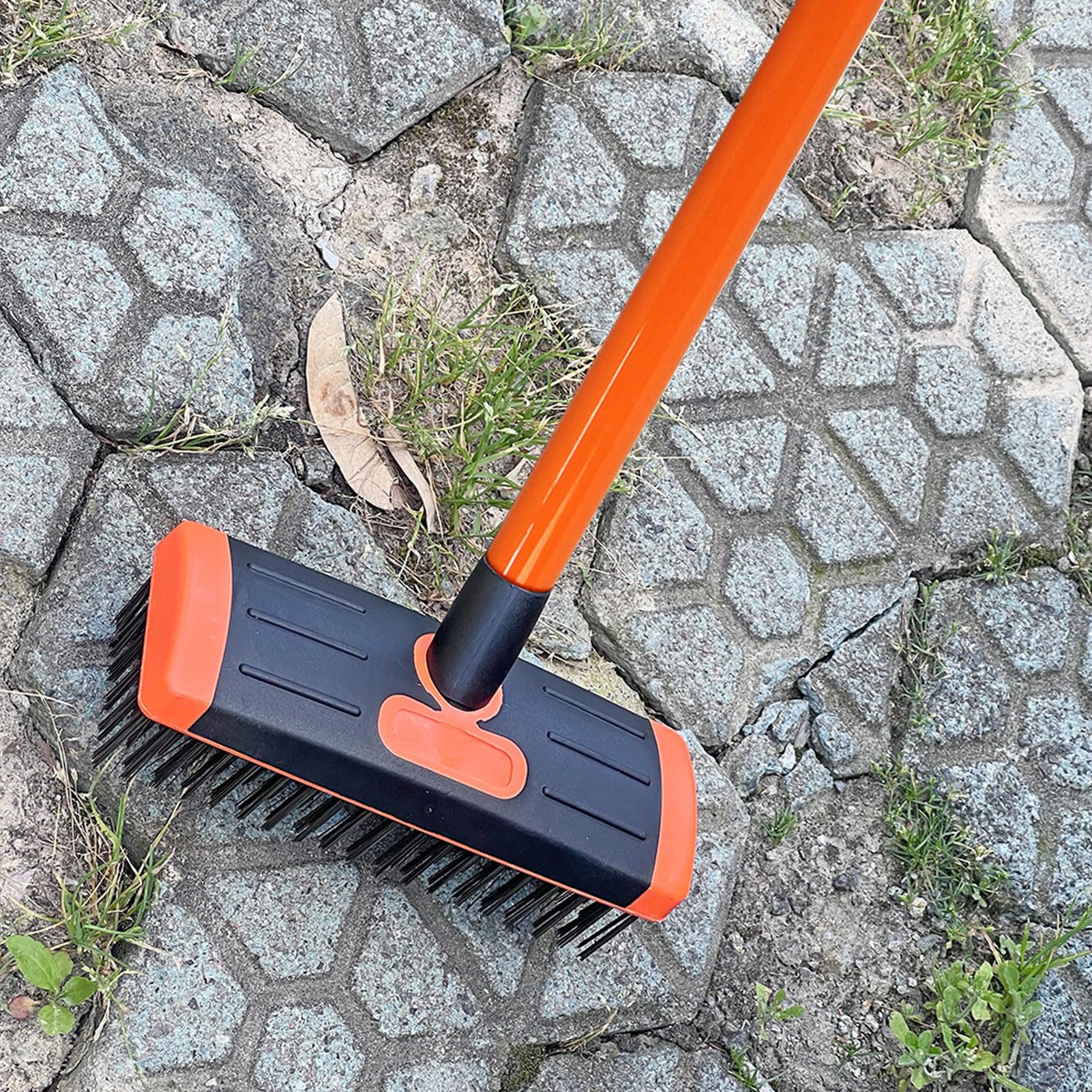 banapoy Zestaw Miotły Drucianej, Szczotka Szorowania Tarasów na Zewnątrz z podwójną główką Szczotki, Sztywna Metalowa Szczotka do Usuwania Chwastów do Chwastów Betonowego