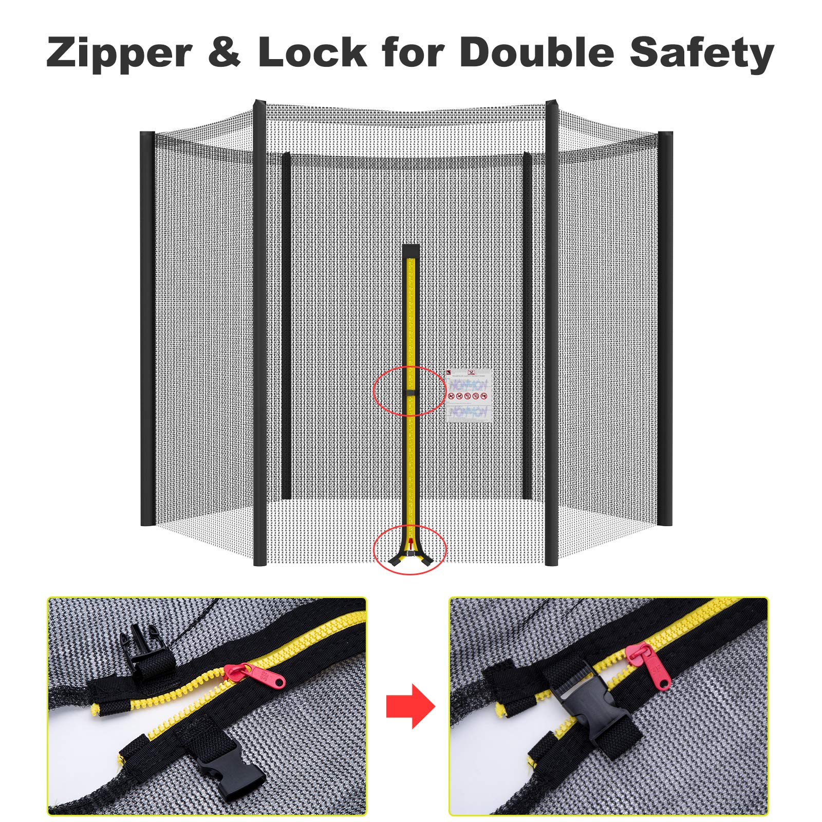 Cliselda Rete di Sicurezza per Trampolino con Ø 244cm 305cm 366cm 427cm - Rete di Ricambio per Trampolino,Resistente ai Raggi UV