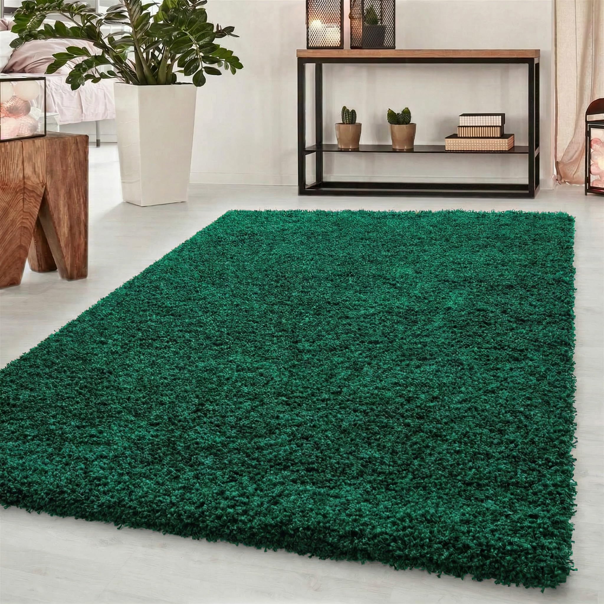 Abaseen Small Large Shaggy Rug Modern Rugs Living Room Extra Large Small Medium Rectangular Size Soft Touch Thick Pile Living Room Area Rugs Non Shedding (Emeralad, 60x110 cm) — image 1
