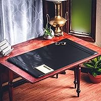 Vista 2 de Dacasso Almohadilla de escritorio con riel lateral de cuero negro de 38" x 24