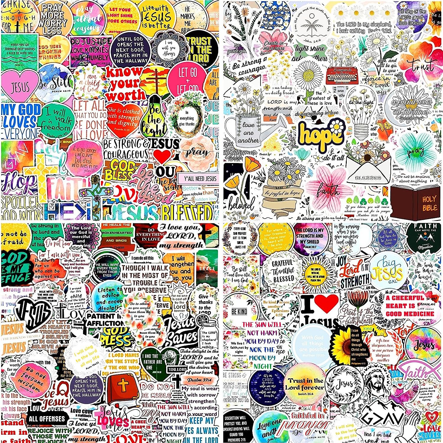 220Pcs Inspirational Christian Stickers, Vinly Waterproof Bible Verse Jesus Stickers for Water Bottles Laptop Scrapbook Journaling, Bible Study Prayer Board Supplies Christian Gifts for Women Men Kids