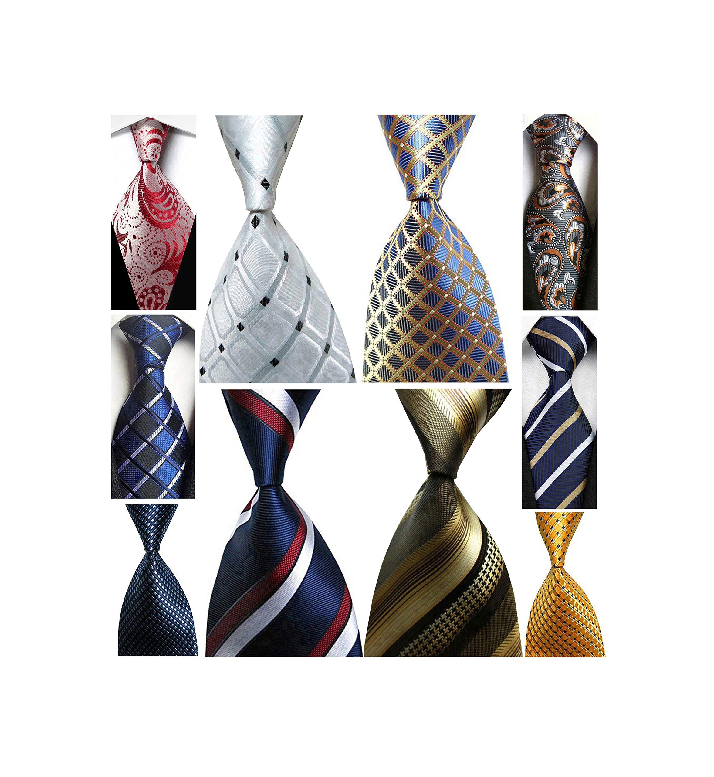 Lot 10 PCS Men's Ties 100% Silk Tie Woven Slim Necktie