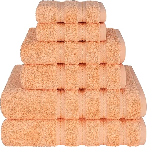 American Soft Linen - Juego de 6 toallas 2 toallas de baño 2 toallas de mano y 2 toallitas 100 algodón turco súper suaves y absorbentes toallas para