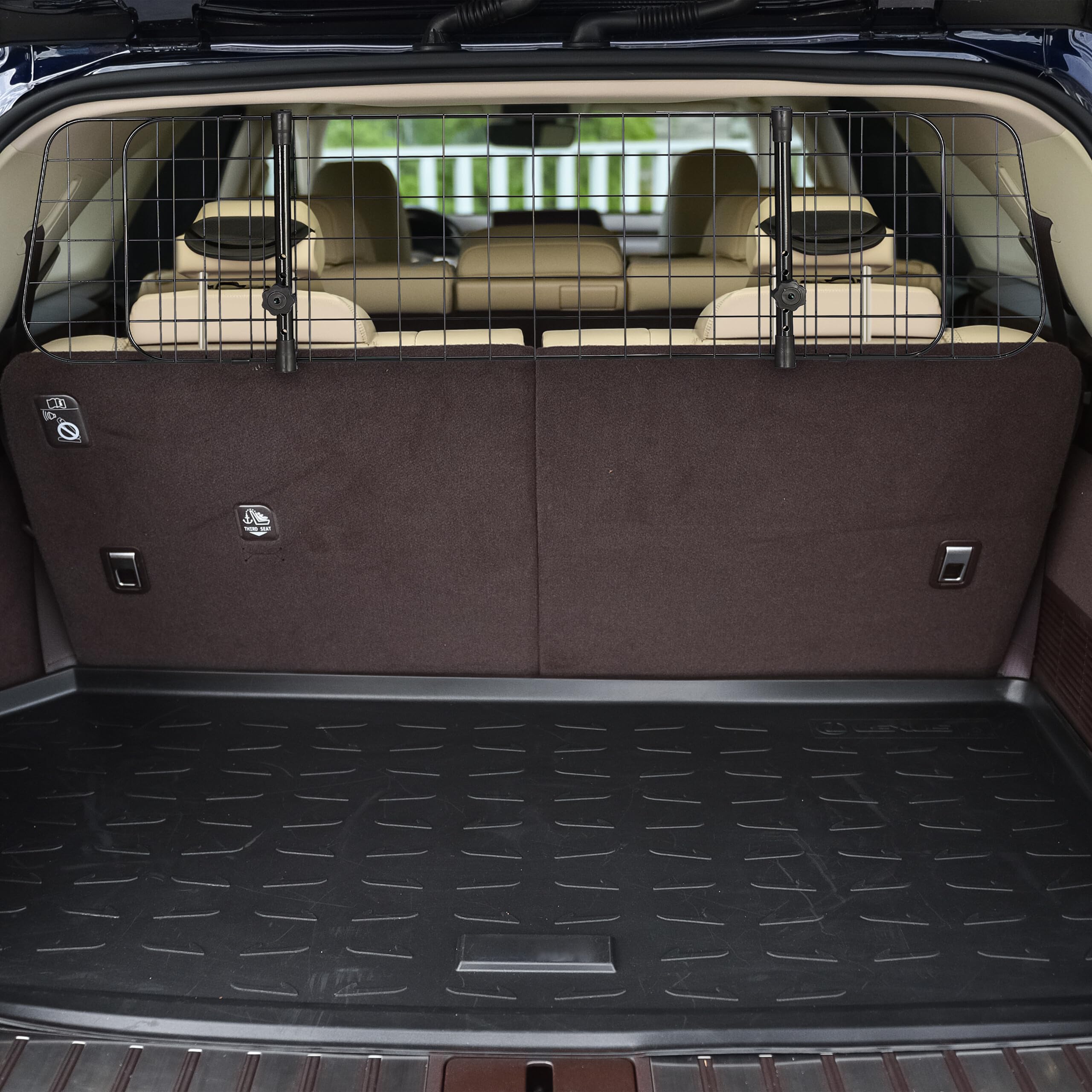 Relaxdays Grille de séparation pour Chien Voiture, barrière Universelle, Largeur réglable, H x L 32 x 92-136 cm, Noir