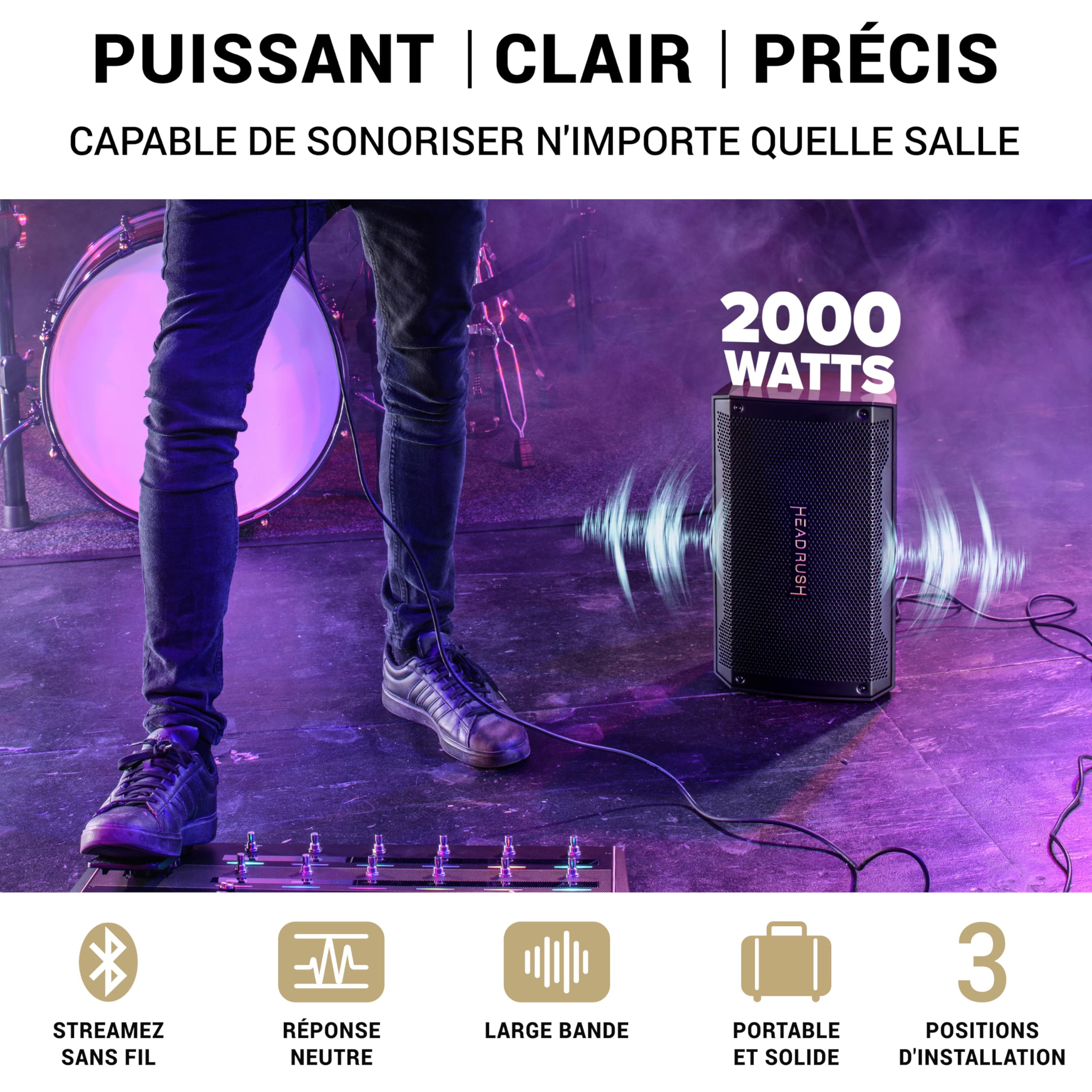 HeadRush FRFR108 MKII - Amplificateur pour Guitare Électrique et Basse 2000W, Haut-Parleur Bluetooth 8" pour Multi-Effets et Modélisation
