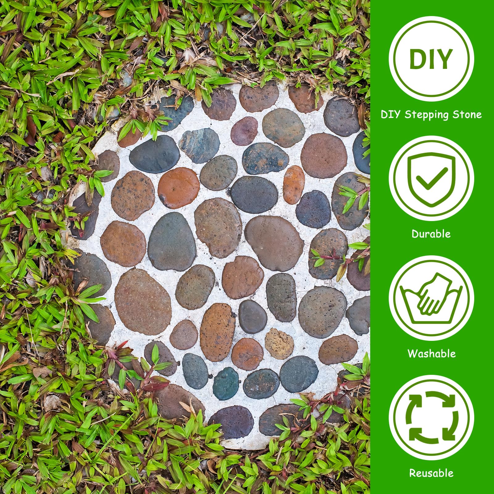 U0U Moule rond de 5 tailles pour pierre de pas 22,1 cm, 23,5 cm, 25,4 cm, 29 cm, 32 cm pour béton, moules en plastique noir pour coulée de jardin, allée, trottoir préfabriqué et allée (noir)