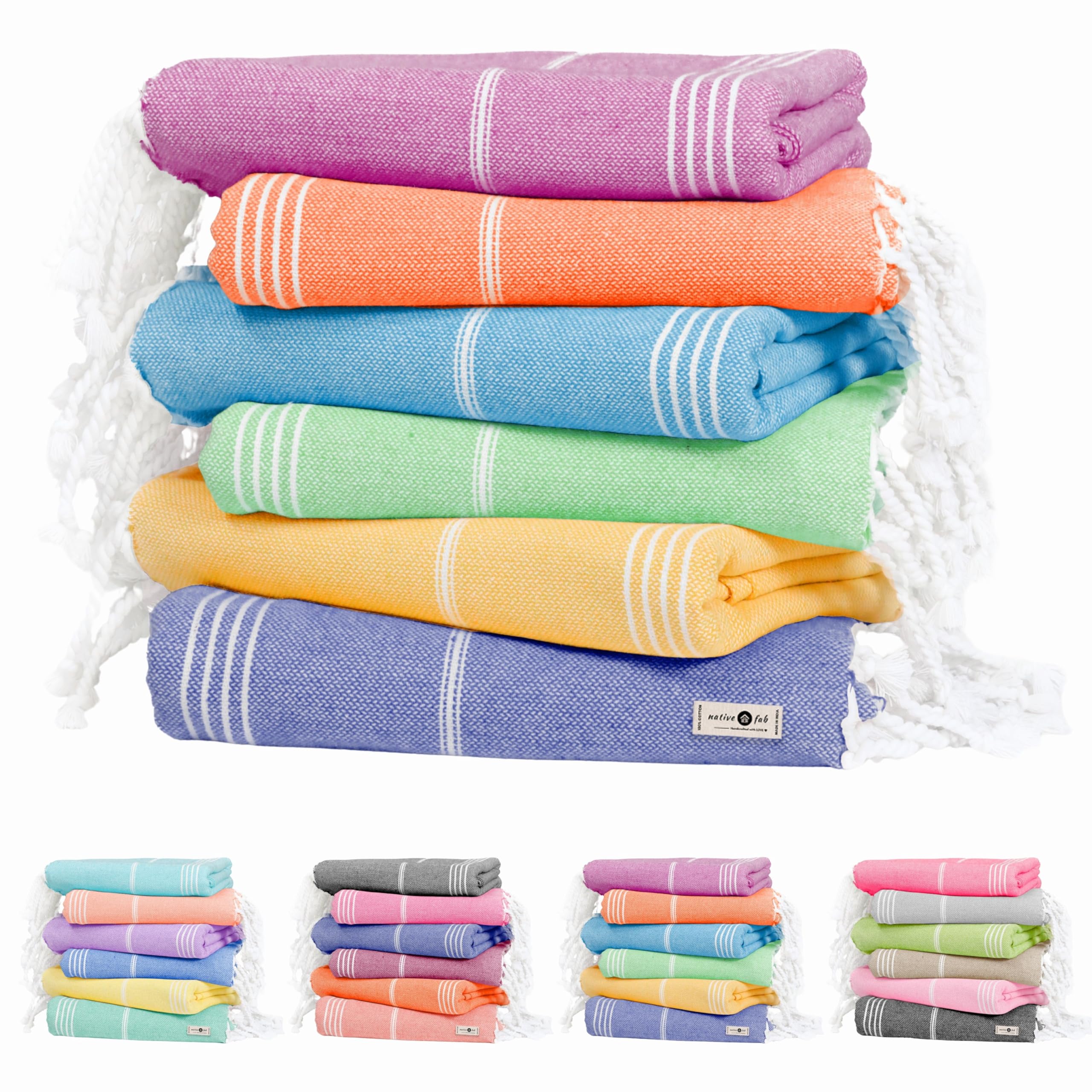 Native Fab 6 Pack Turkish Beach Towels