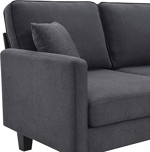 Miniatura 9 de Sofá seccional de tela de rizo de 90 x 88 pulgadas, moderno y práctico juego de sofá de 5 asientos, muebles de interior minimalistas en forma de L