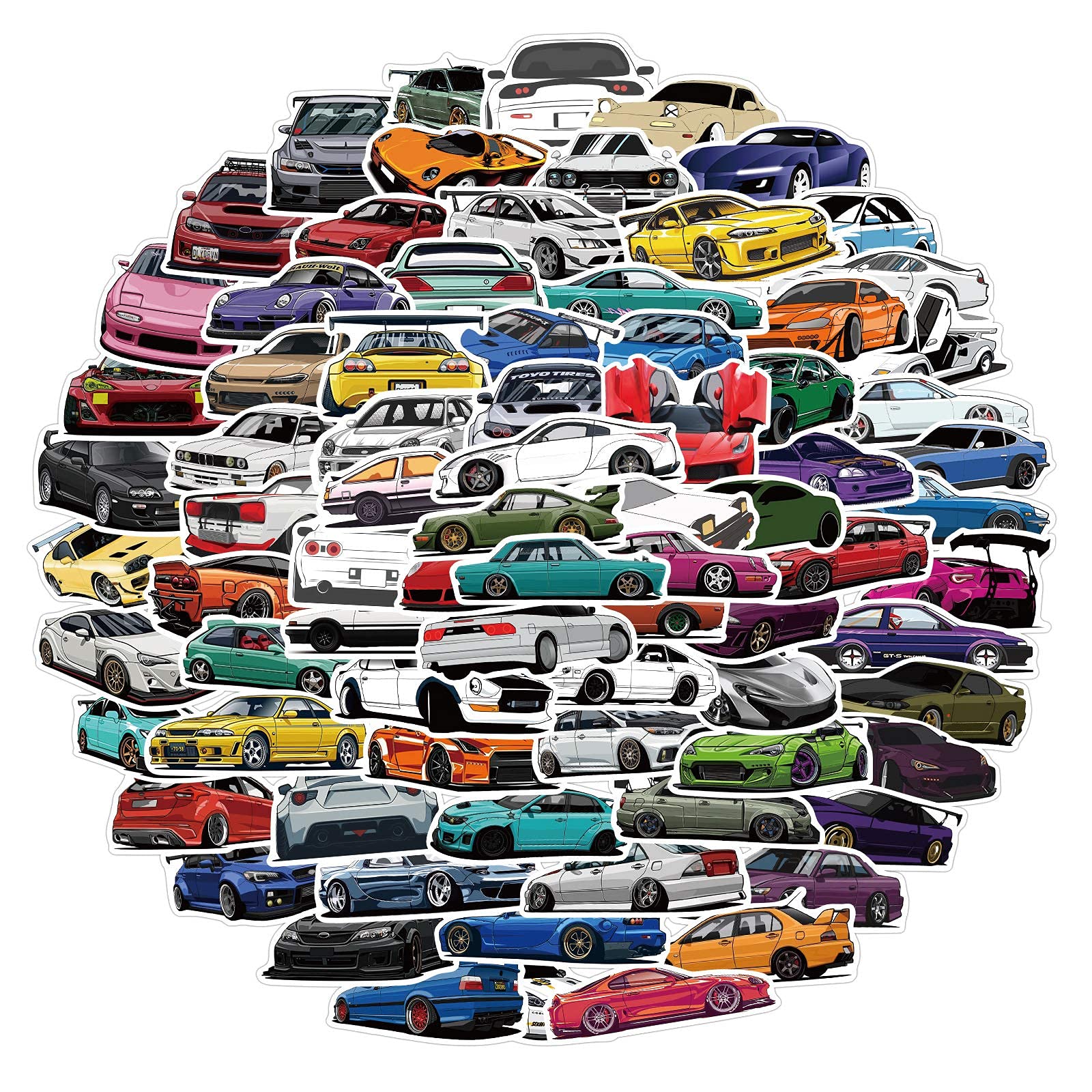 100Pcs Race Car Stickers for Laptop Car Bike Helmet Phone Guitar Skateboard Computer Sports Car Racing Car Vinyl Stickers Waterproof Aesthetic Trendy Sticker Pack Decals for Adults Teens Boys