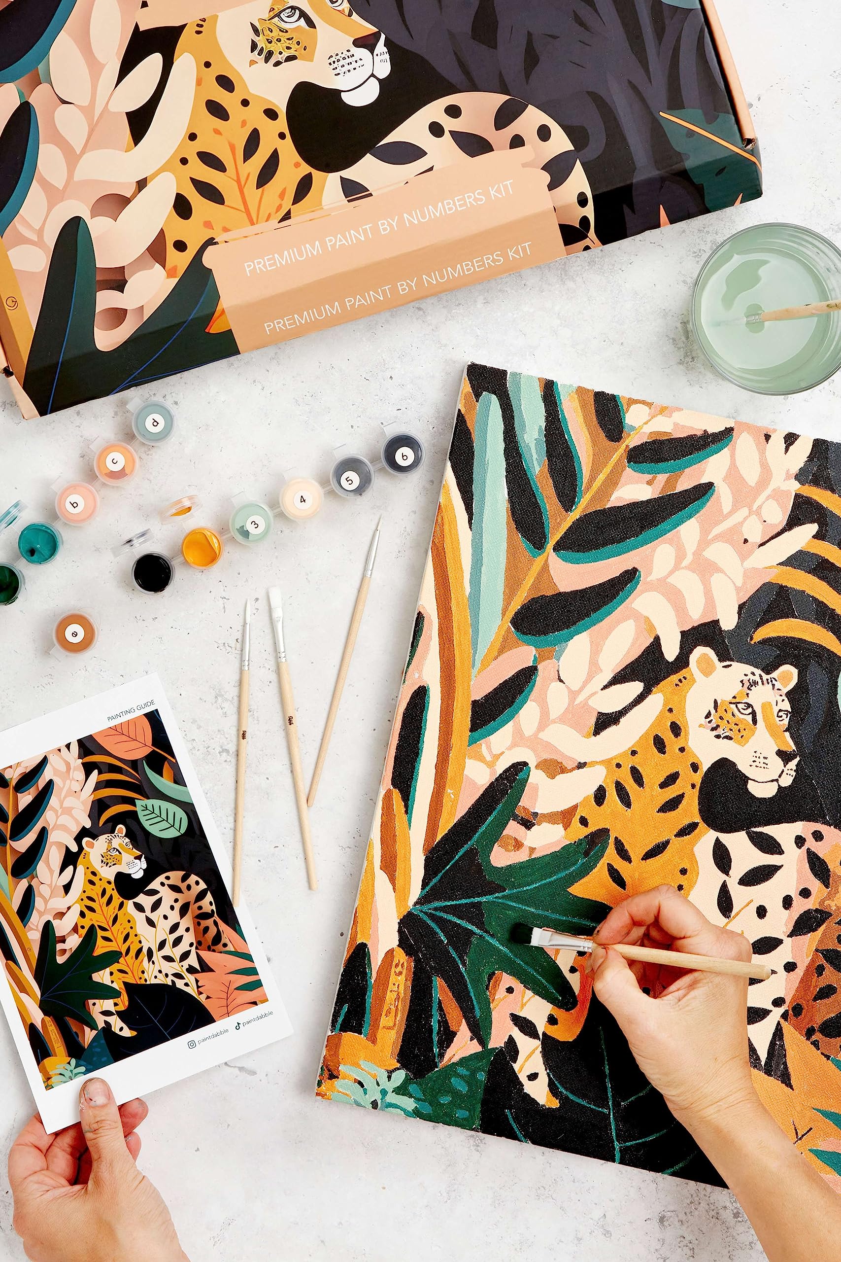Dabble Kit Premium per dipingere con i Numeri, per Adulti Principianti, Pittura di qualità con Numeri per Adulti su Tela, Fiori, Piante - Italia