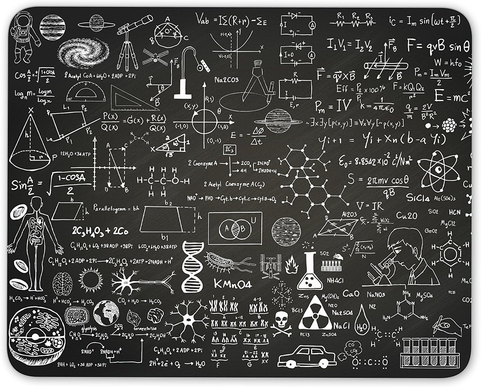 Black Science Mouse Mat Pad - Biology Chemistry Physics Teacher Student Gift PC Computer Symbols Equations Maths Mathematics Secret Santa Dad Brother Son #8709