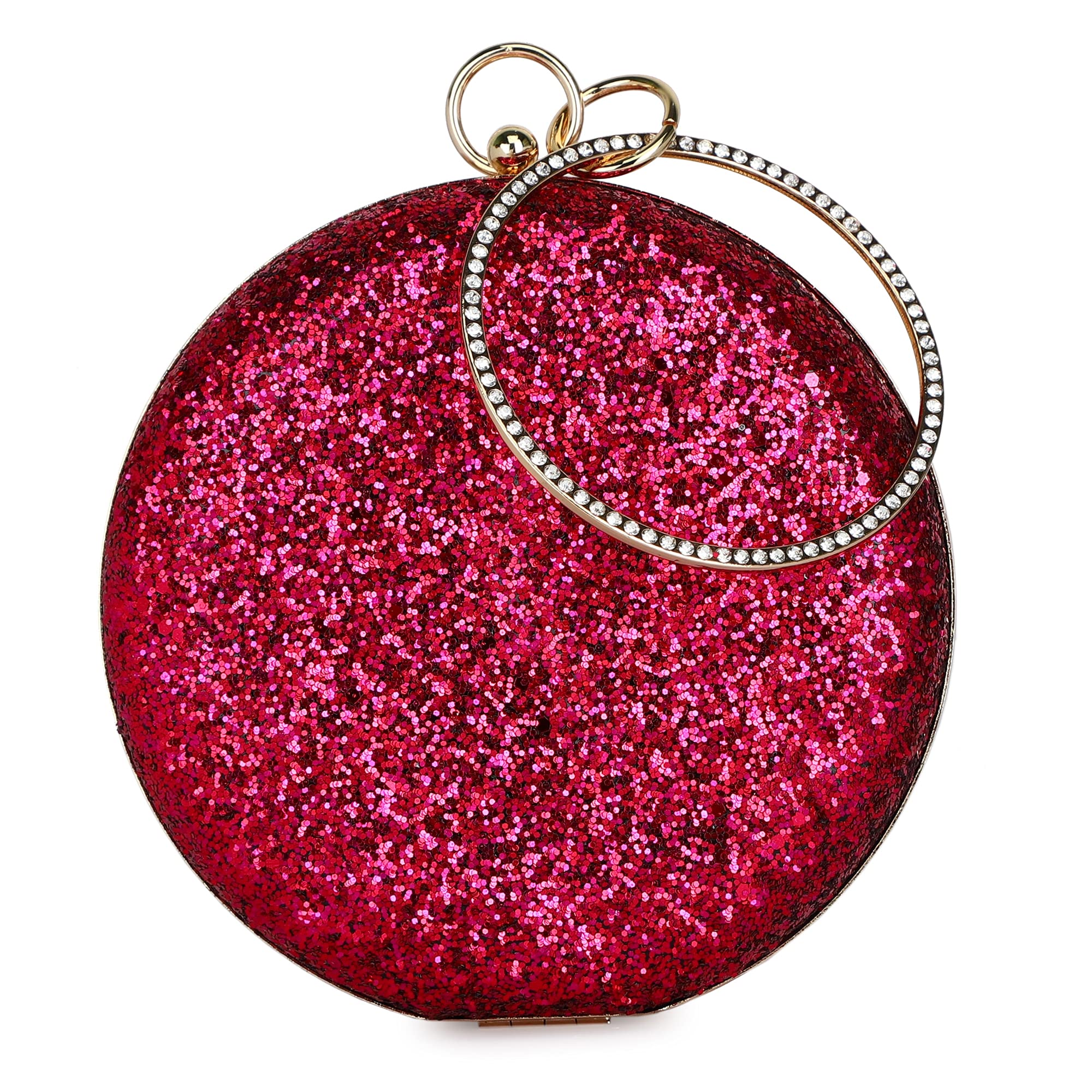 TOOBA Women Handicraft Beautiful Round Box Clutch Bag Purse for Bridal, Casual, Wedding Bag for Women & Girls (Glittering Magenta) (B097ZLKWT7) Amazon Price History, Amazon Price Tracker