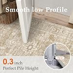 Lavable Rug zone 8x10 pour le salon Beige Vintage Carpet , non glissant, doux bas pile, ferme Rustique traditionnel, pour le séjour chambre salle à manger salon, Tapis slaon