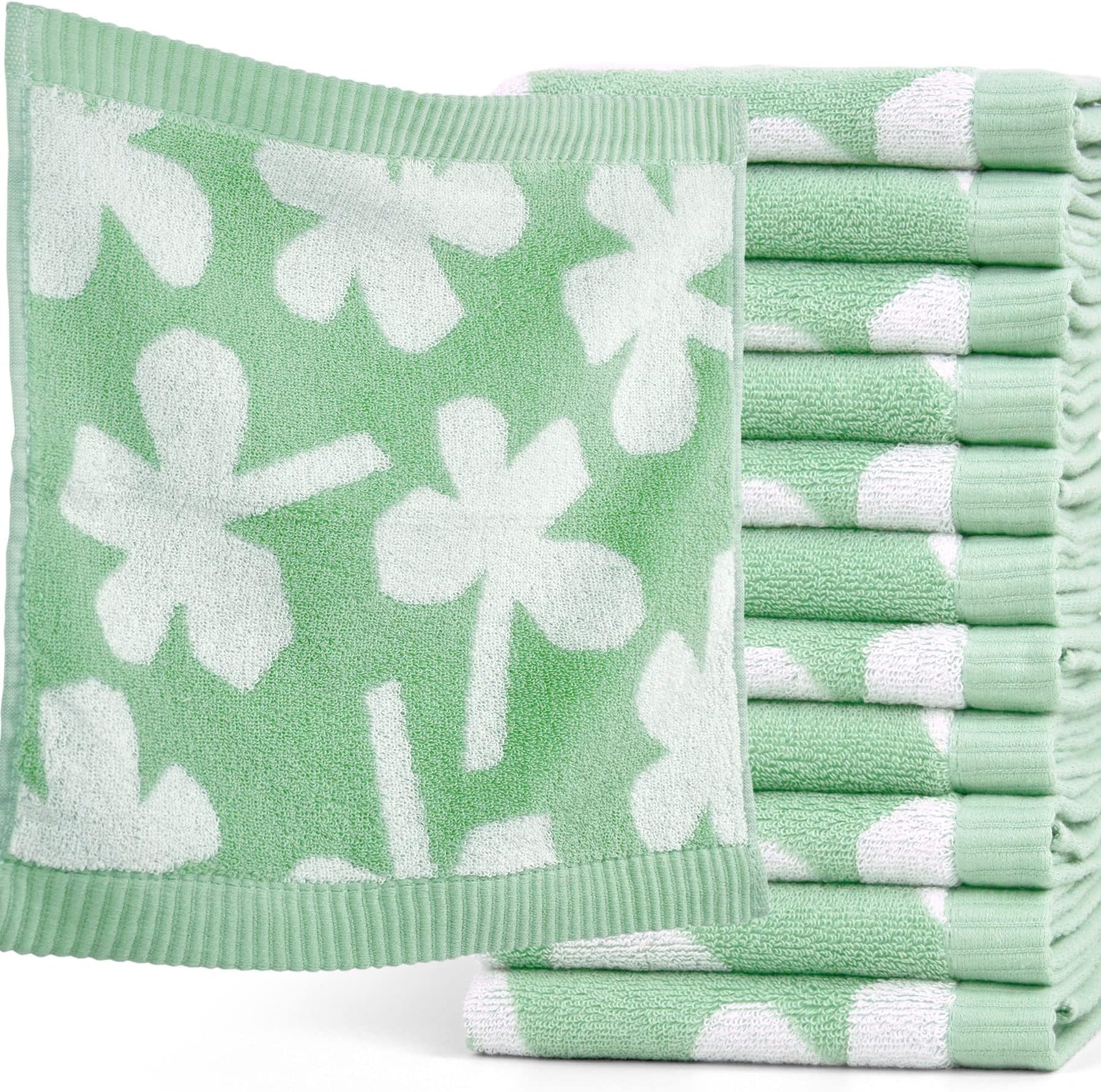 Clover Washcloths 12 Pack, Soft and Absorbent Wash Cloths