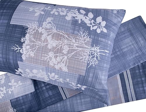 Miniatura 6 de Bahar Tekstil 100 Cotton Quilt Cover Bedding Set Luna Cotton Duvet Cover Set of 3 Blue Lightweight Comforter Cover with Two Zippered Pillow Cases