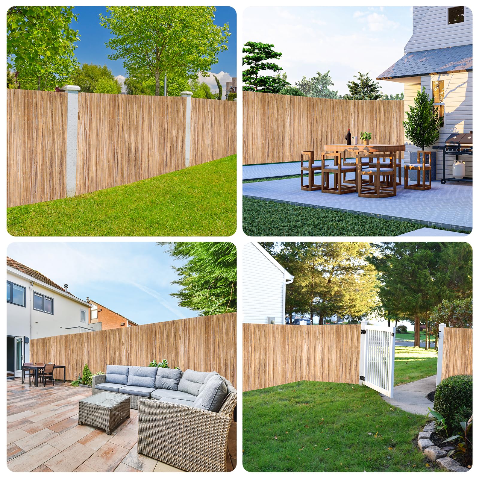 Bambusmatte Sichtschutz 175x500cm Sichtschutzmatte aus karbonisiertem Bambus für Balkon, Garten und Terrasse | natürlicher Zaun Sichtschutz Balkonsichtschutz Lärmschutz Windschutz