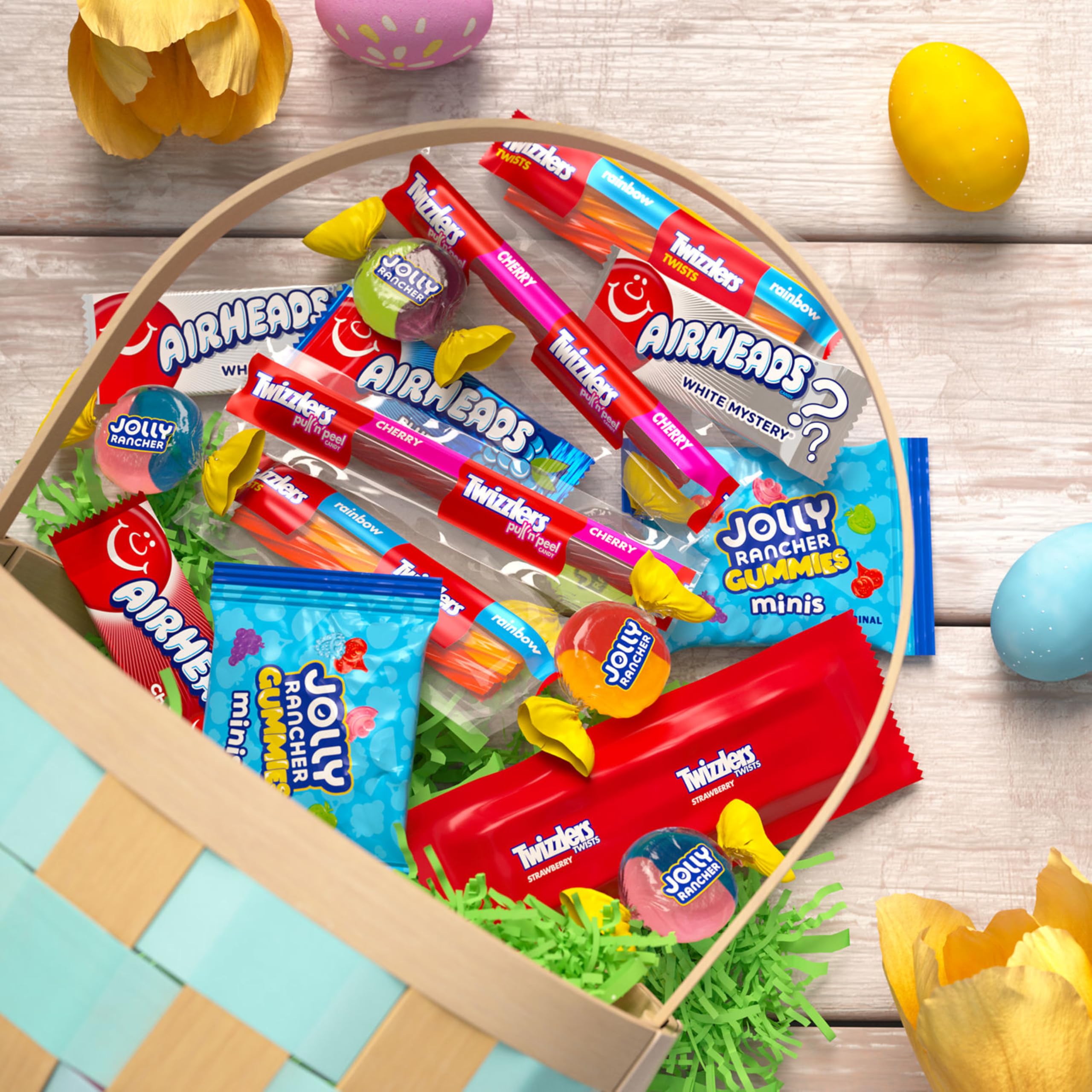 JOLLY RANCHER, TWIZZLERS, and AIRHEADS Assorted Fruit Flavored, Easter Candy Bulk Bag, 42.84 oz (135 Pieces)
