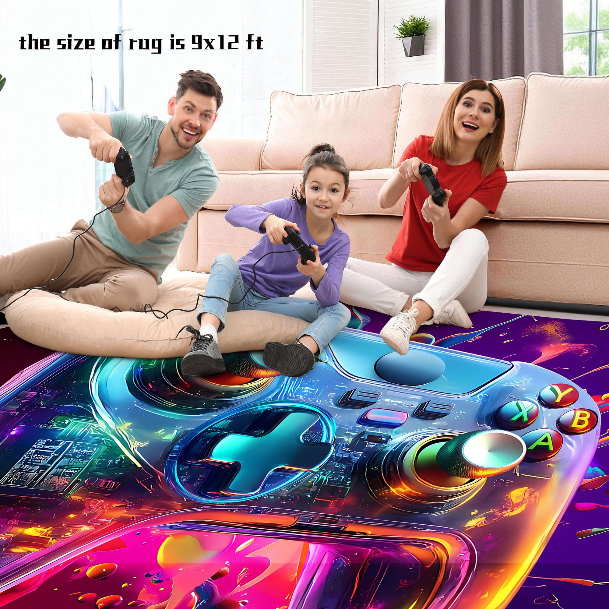 Amazon.com: 9x12 ft Neon Gaming Area Rug for Boys Room, Colorful