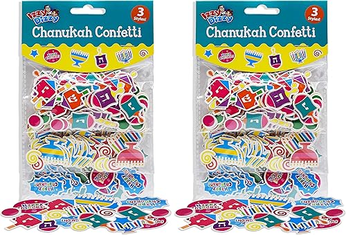 Miniatura 5 de Confeti de Hanukkah - 3 estilos: Menorás, Dreidels y Happy Confetti - Decoraciones y suministros para fiestas de Hanukkah por Izzy 'n' Dizzy