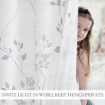 Beauoop Floral Linen Semi Sheer Curtains 84 Inches Long 2 Panels for Living Room Bedroom Grey Farmhouse Flower Patterned Light Filtering Textured Grommet Top Window Treatments Drapes, 50x84 2 Set