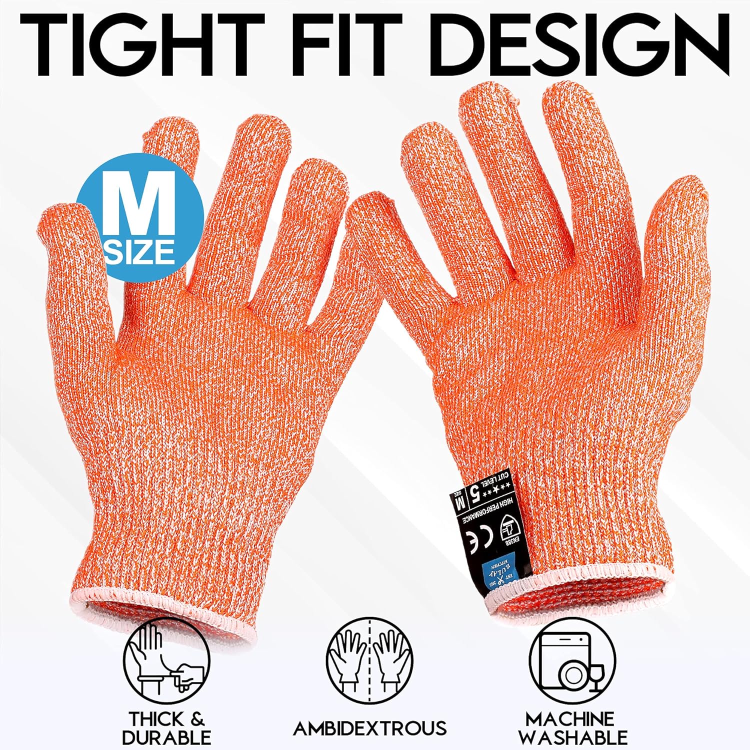 Zulay Cut Resistant Gloves Food Grade Level 5 Protection - Comfortable Safety Cutting Gloves - Cut Resistant Work Gloves: Tools & Home Improvement